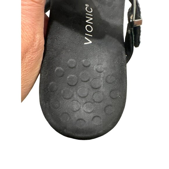 Vionic Rest Tropez Adjustable Thong Sandal Orthotic Arch Support Black Patent 10 - Picture 13 of 13